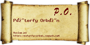 Péterfy Orbán névjegykártya
