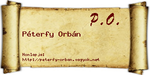 Péterfy Orbán névjegykártya