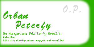 orban peterfy business card